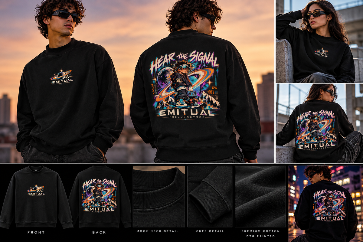 Frequency 001 — Hear the Signal Mock Neck Sweatshirt
