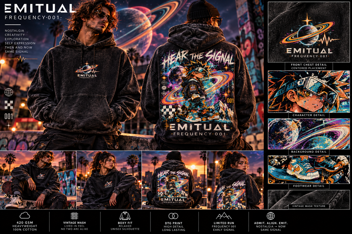 Frequency 001 — Hear The Signal Vintage Heavyweight Hoodie